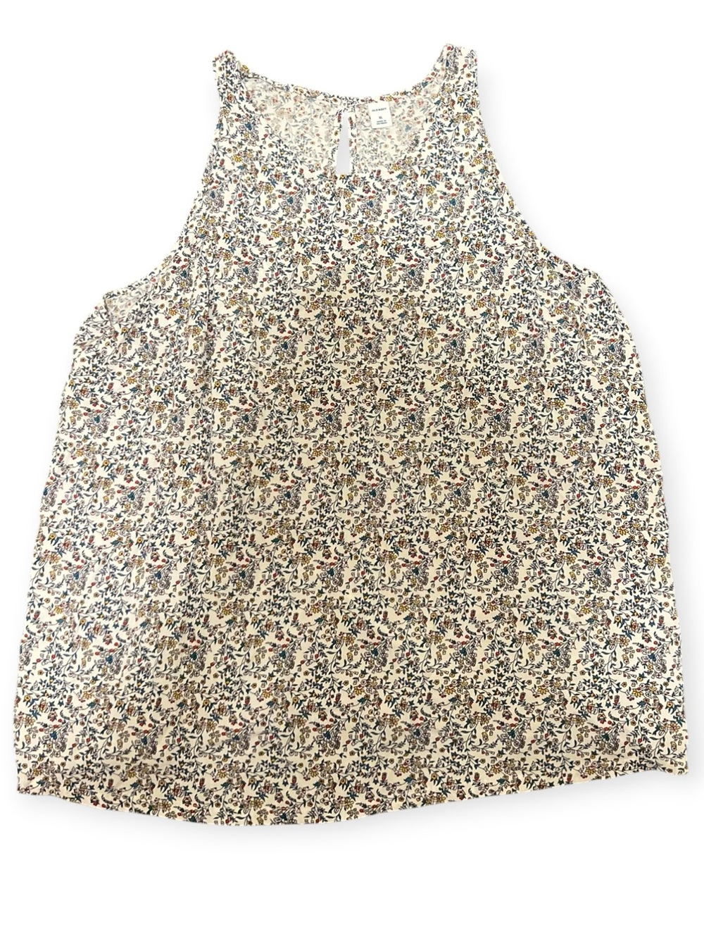 Old Navy Floral Keyhole High Neck Tank Top XL 100% Viscose